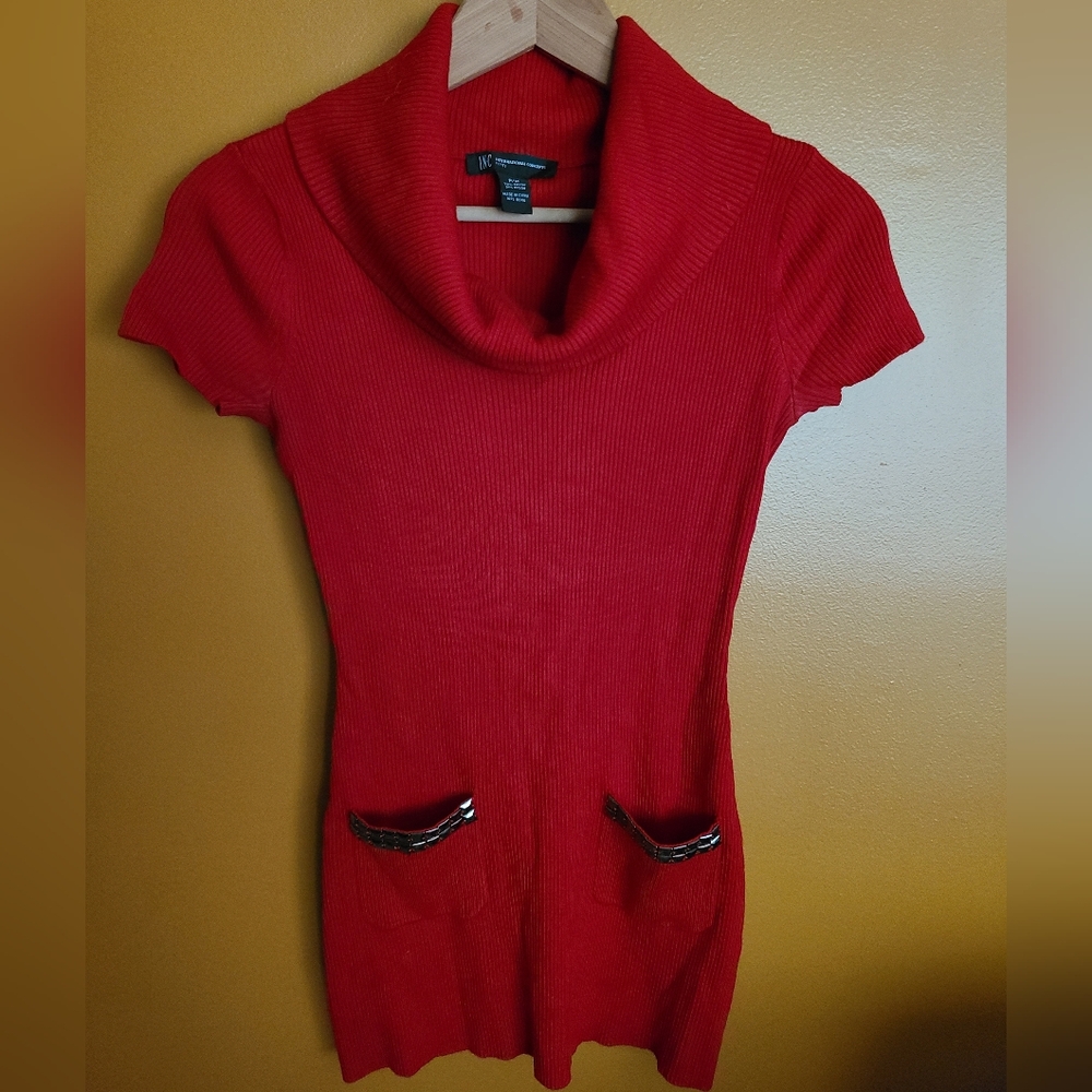 INC International Concepts Red Cowl Neck Sweater